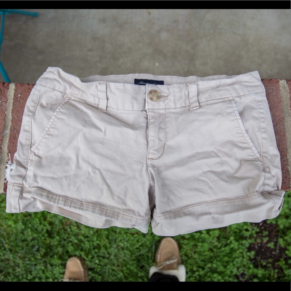 Tan AE shortie shorts